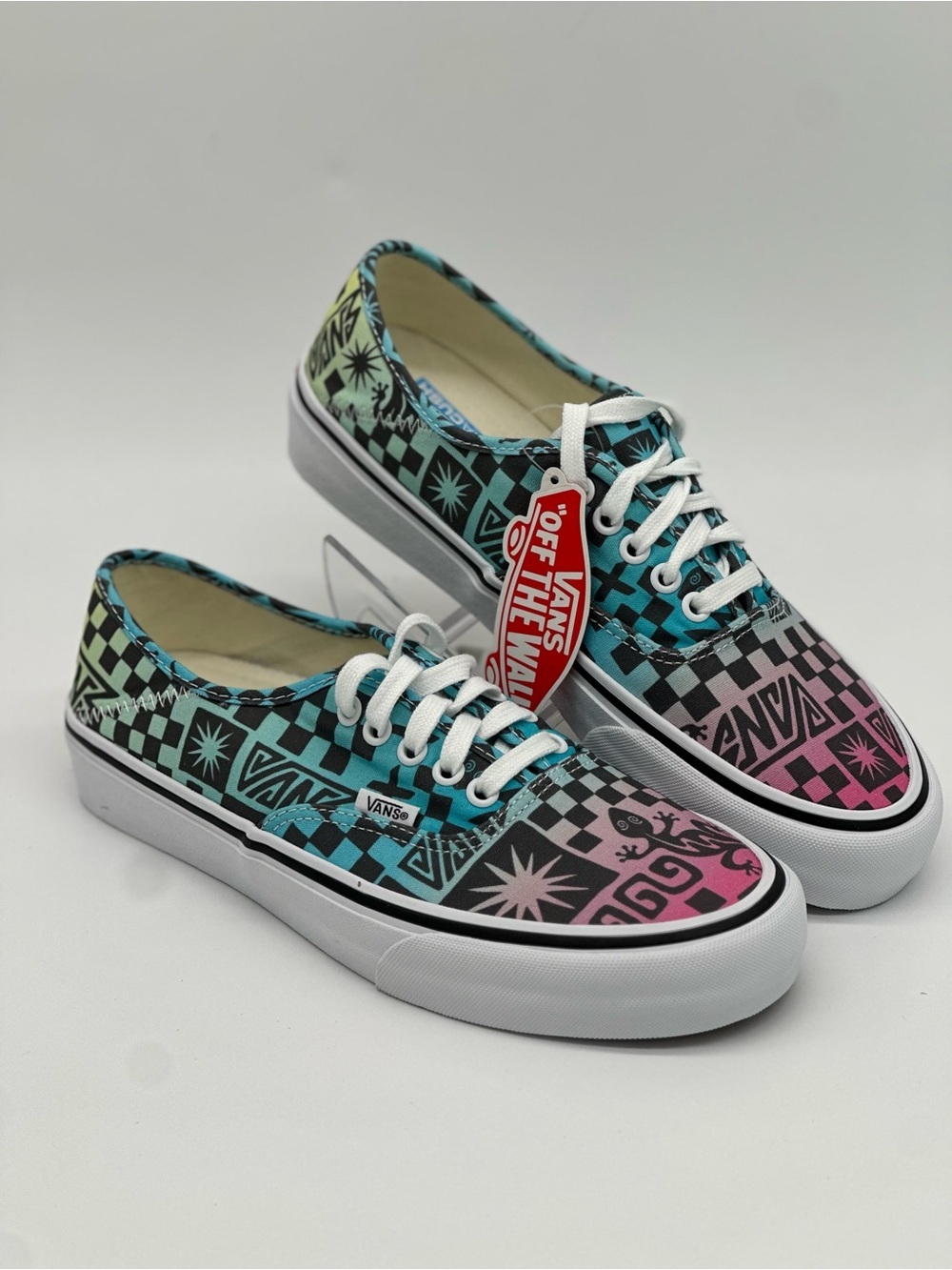 Vans Checkerboard Gradient Low-Top Sneakers - Pink, Teal, Lime, Black